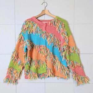 Vintage 90s Design Options by Philip & Jane Gordon confetti fringe cardigan